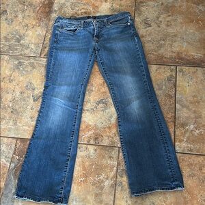 7 For All Mankind Medium Blue Flared Wide-Leg Jeans